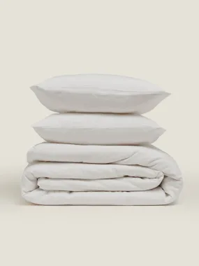 100% Linen Duvet Set in White