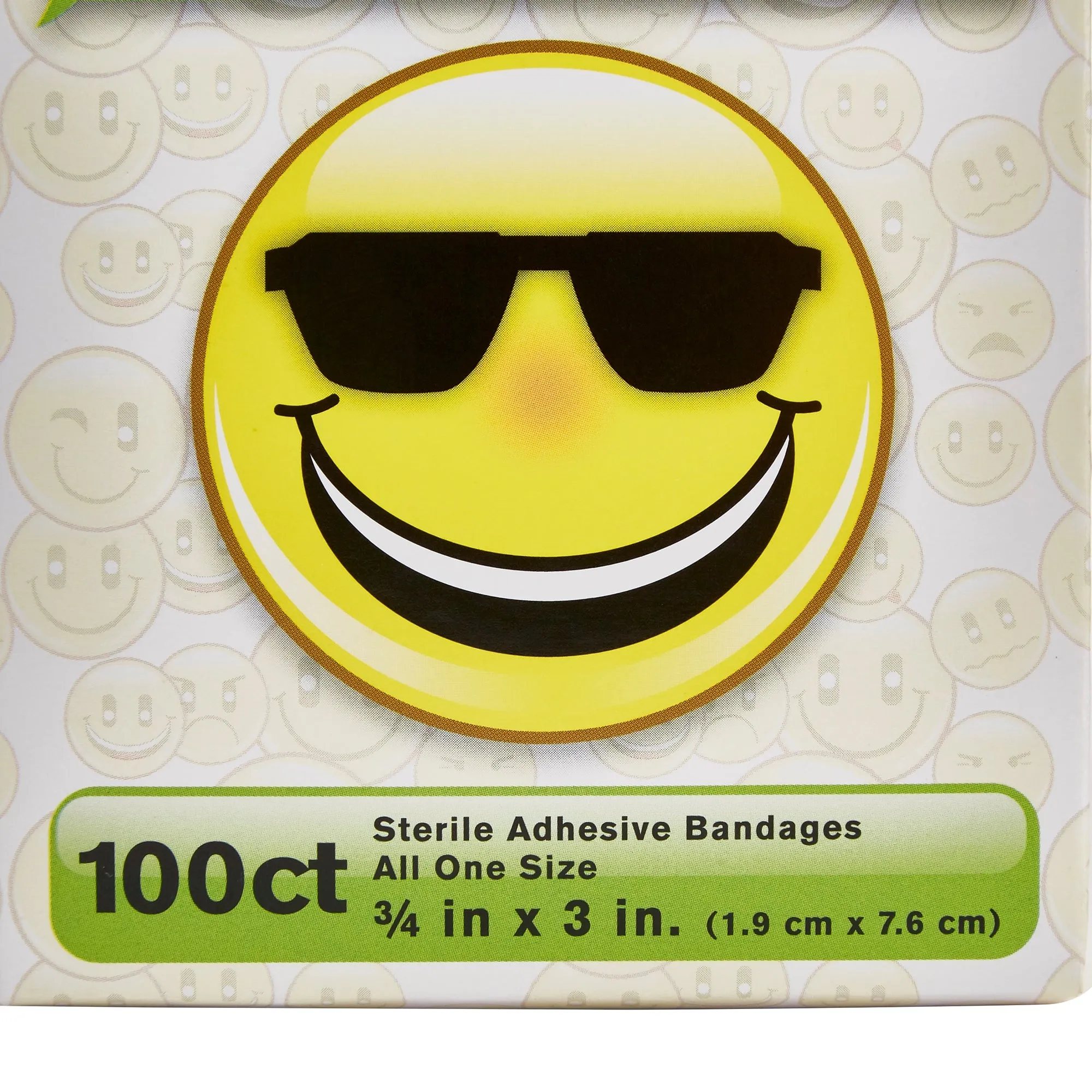 American® White Cross First Aid Emojis Kid Design Adhesive Strip, ¾ x 3 Inch