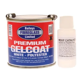 Baileys Fibreglass Gelcoat Brilliant White 250g for Smooth, Glossy Finish