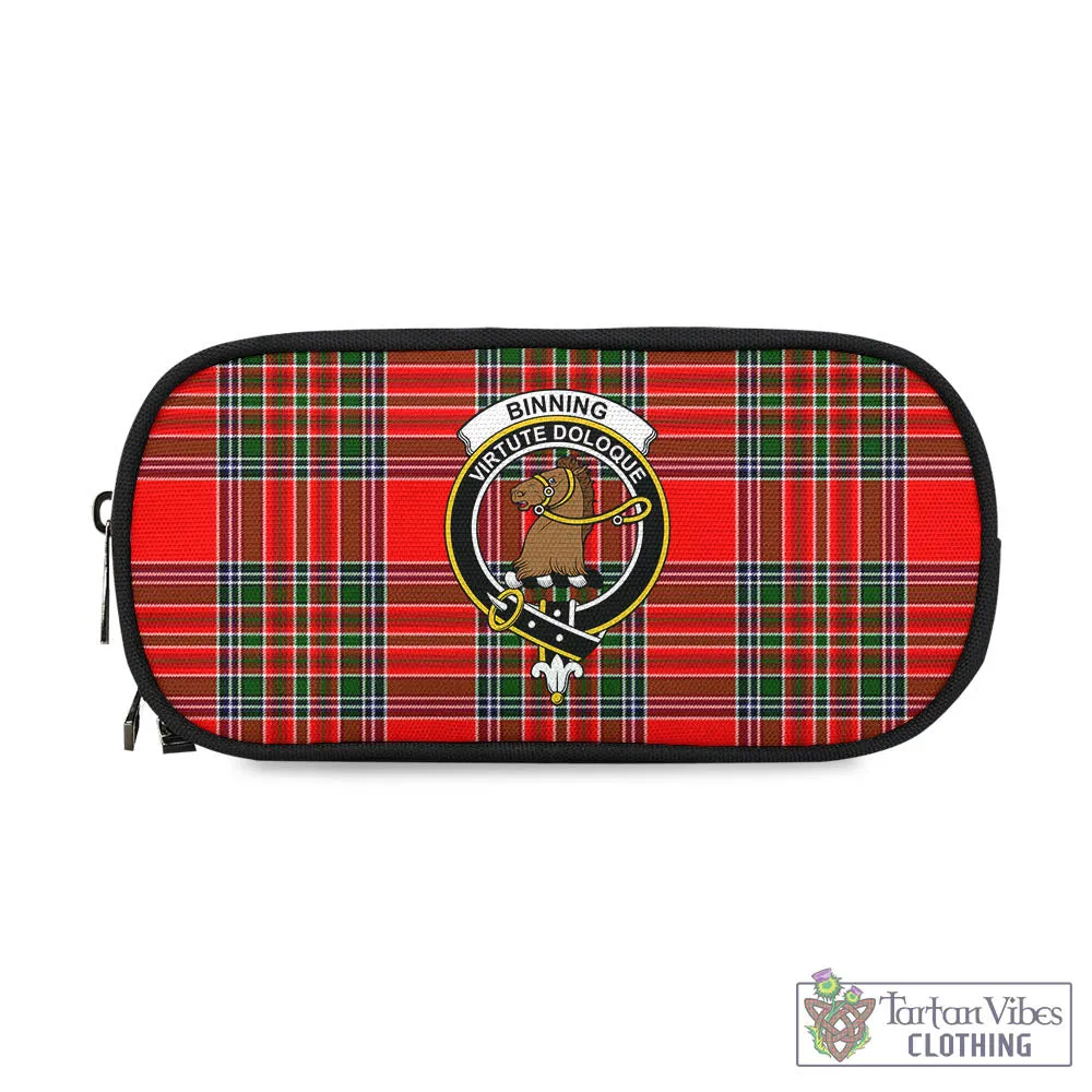 Binning Tartan Pen and Pencil Case with Family Crest