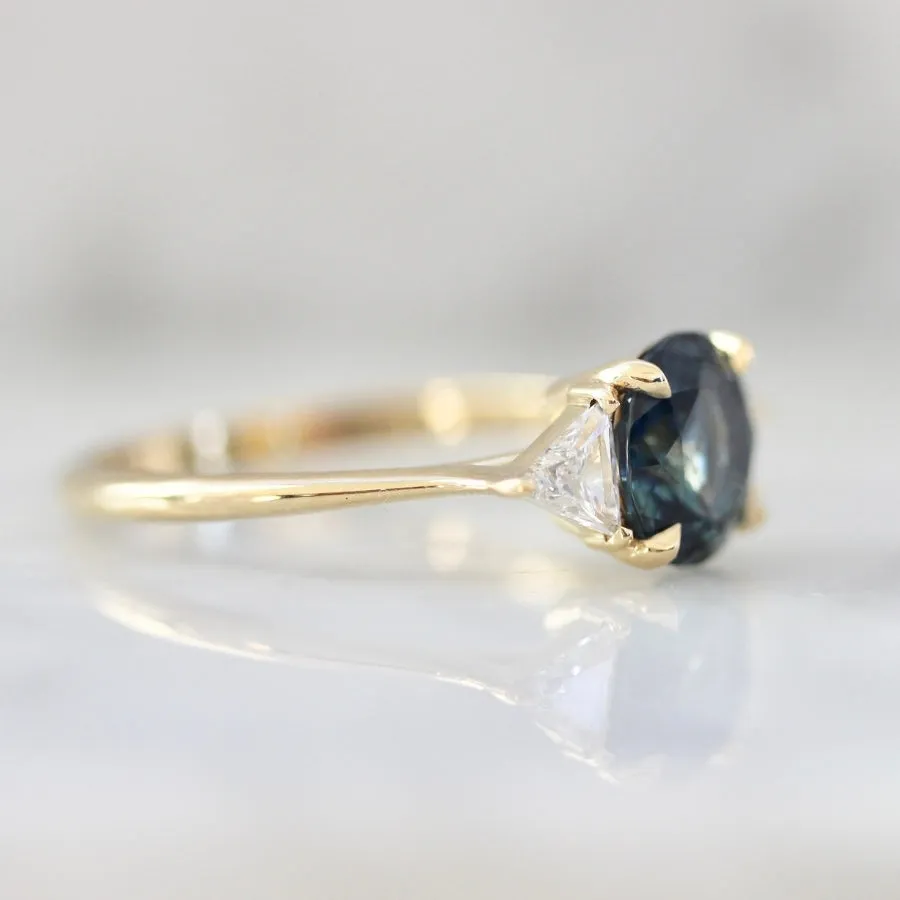 Blue Lagoon Round Brilliant Cut Sapphire and Diamond Ring