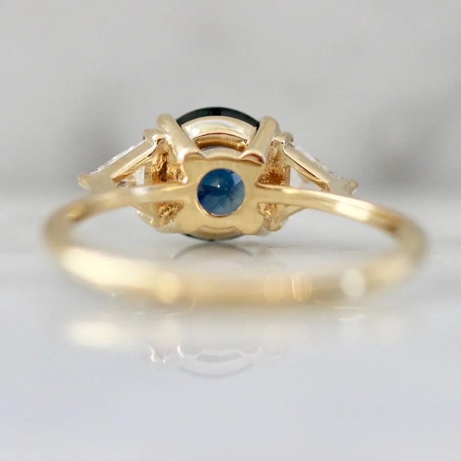 Blue Lagoon Round Brilliant Cut Sapphire and Diamond Ring