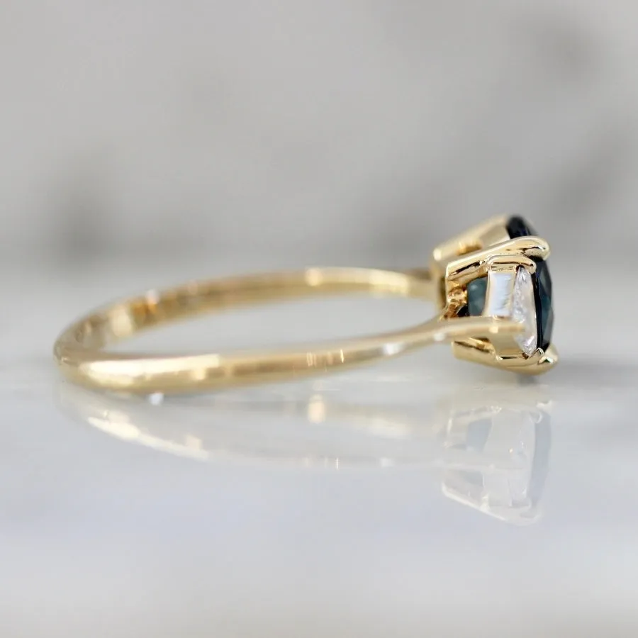 Blue Lagoon Round Brilliant Cut Sapphire and Diamond Ring
