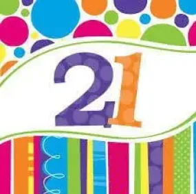 Bright and Bold 21st Napkins - Lunch 18 Pkt - LAST ONE