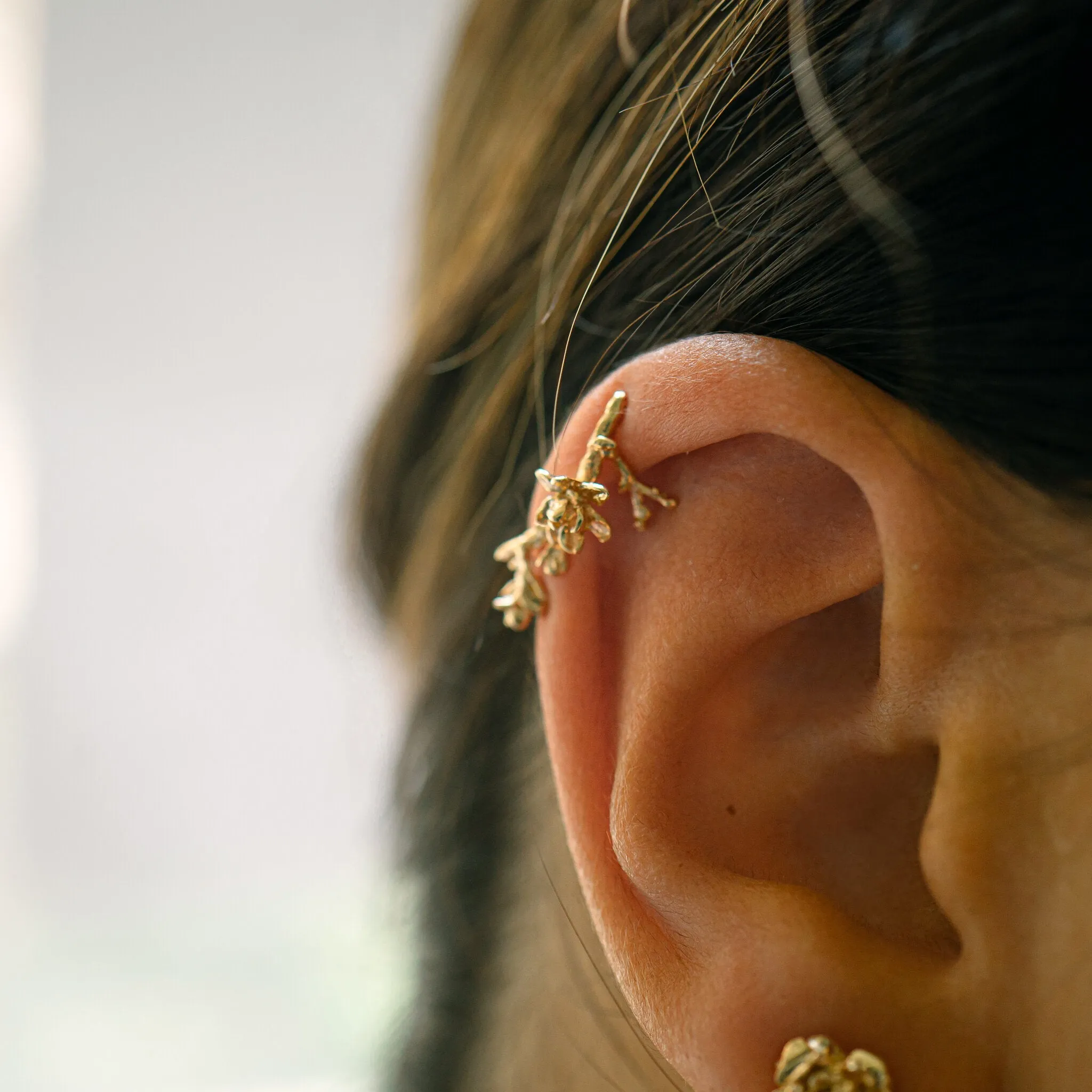 Brilliant Diamond Magnolia Branch Earring
