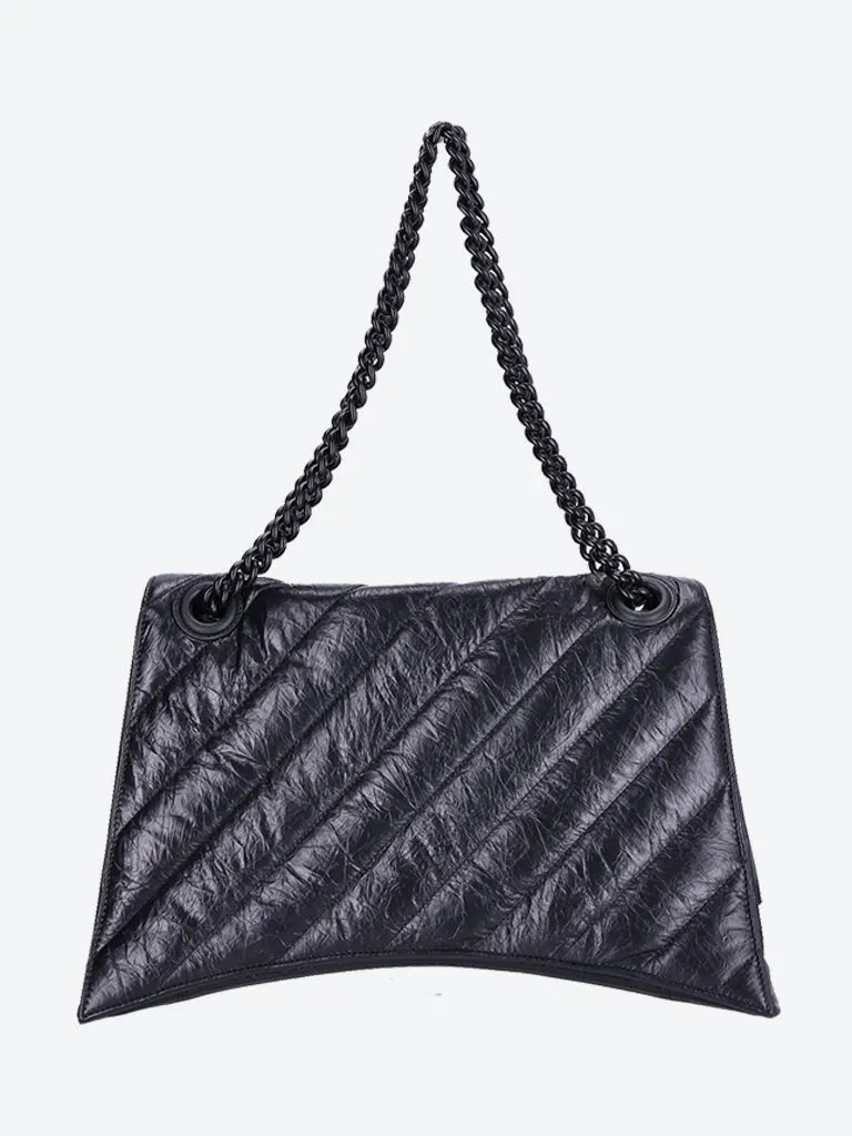Crushed quilted calfskin chain bag