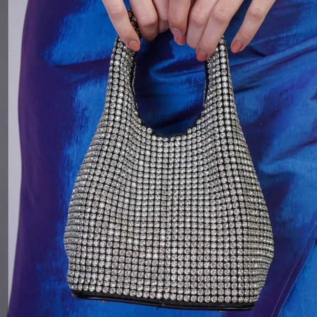 Diamond Studded Stone Detachable Sling Handbag For Women