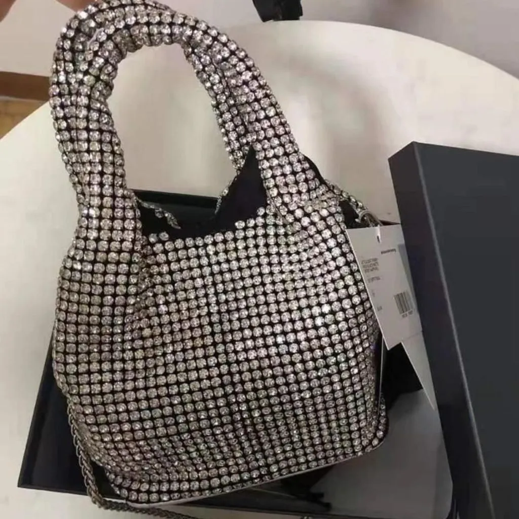 Diamond Studded Stone Detachable Sling Handbag For Women