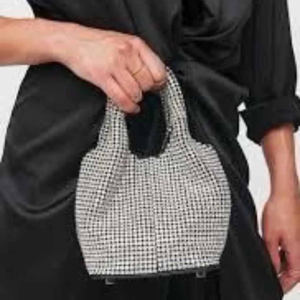 Diamond Studded Stone Detachable Sling Handbag For Women