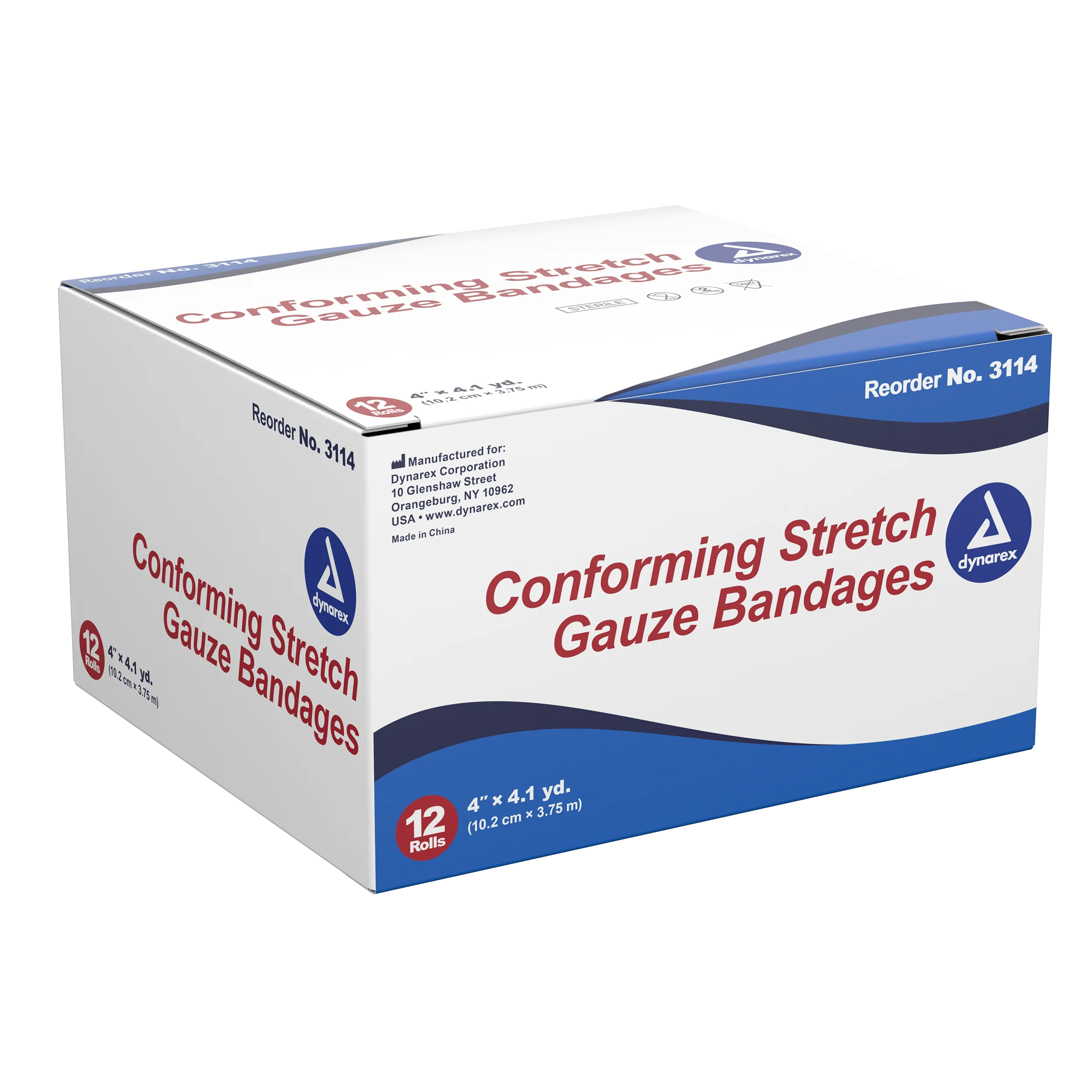 Dynarex - Stretch Gauze Bandage Roll - 4", Sterile