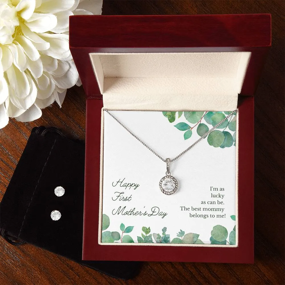 Eternal Hope Necklace and Cubic Zirconia Earring Set Happy First Mother's Day