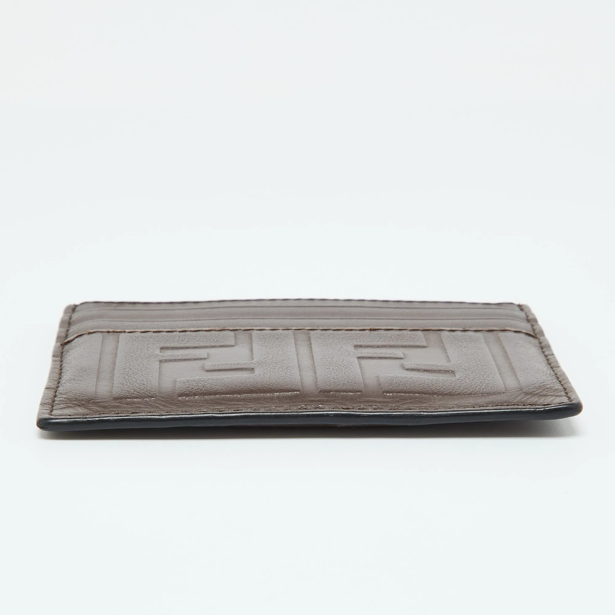 Fendi Brown Zucca Leather Card Holder..