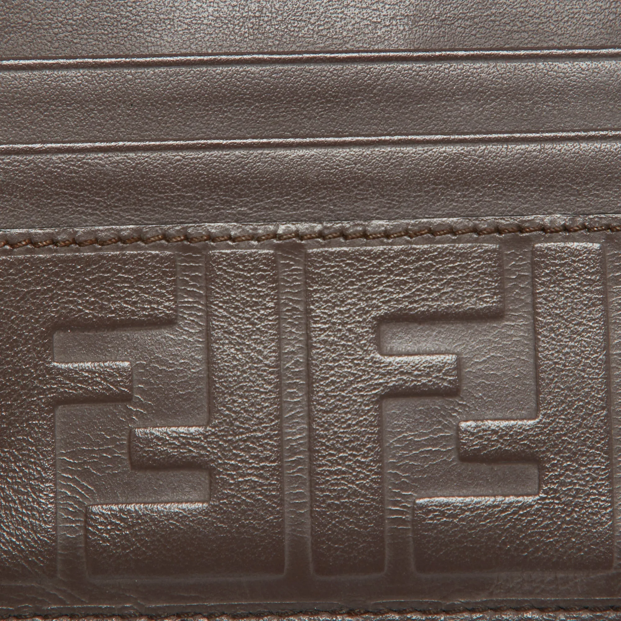 Fendi Brown Zucca Leather Card Holder..