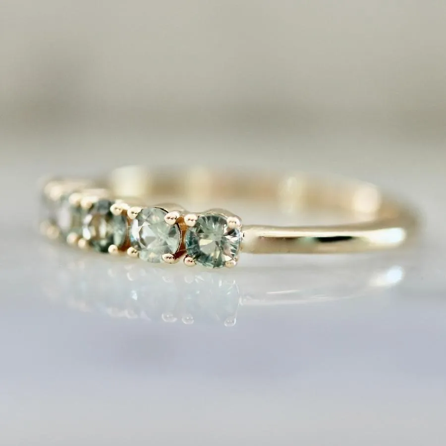 First Class Green Round Brilliant Cut Sapphire Band