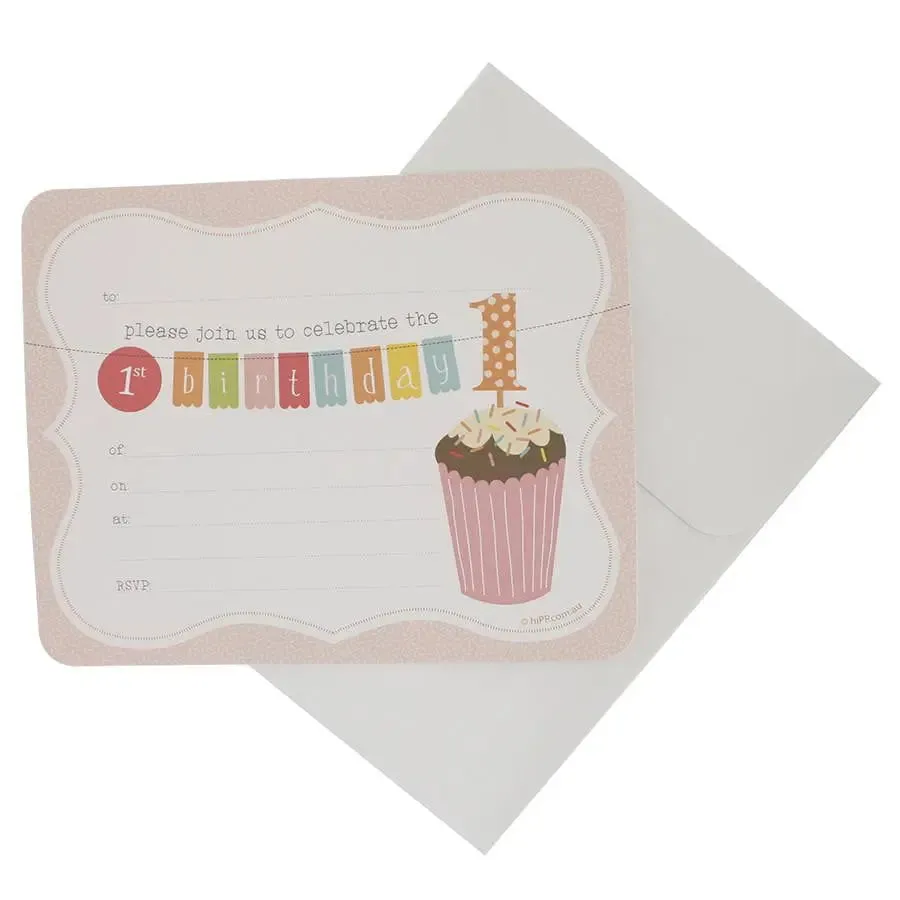 HiPP Girl's 1st Birthday Invitation Kit - 20 Pkt - CLEARANCE