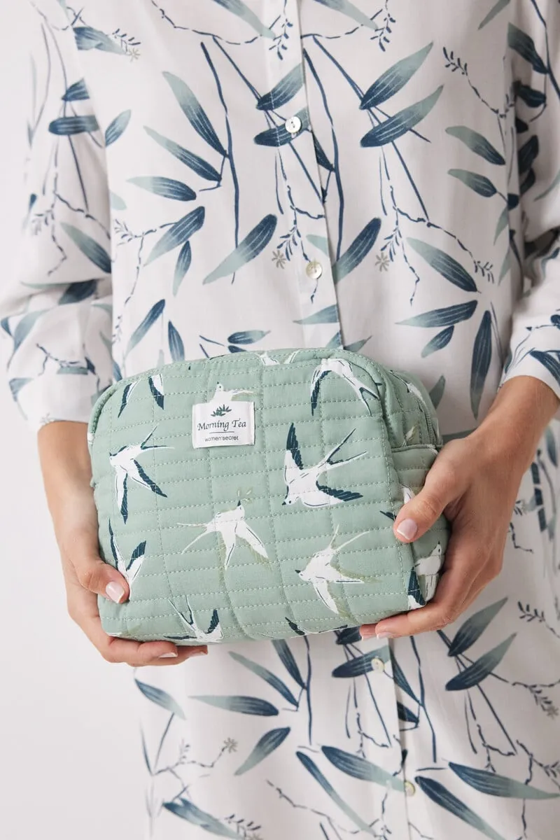 Large bird print toiletry bag