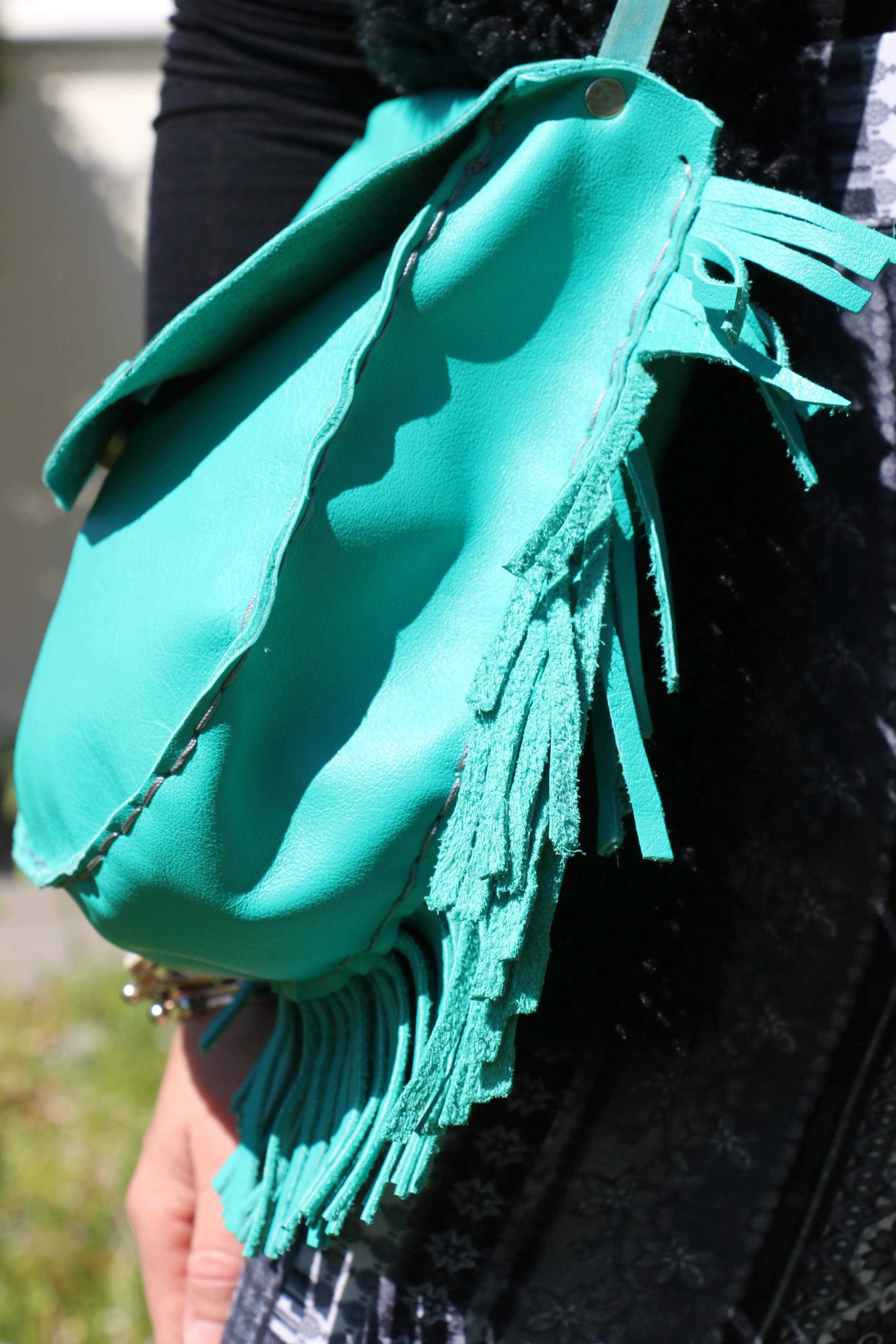 Leather Fringe Cross Body Bag