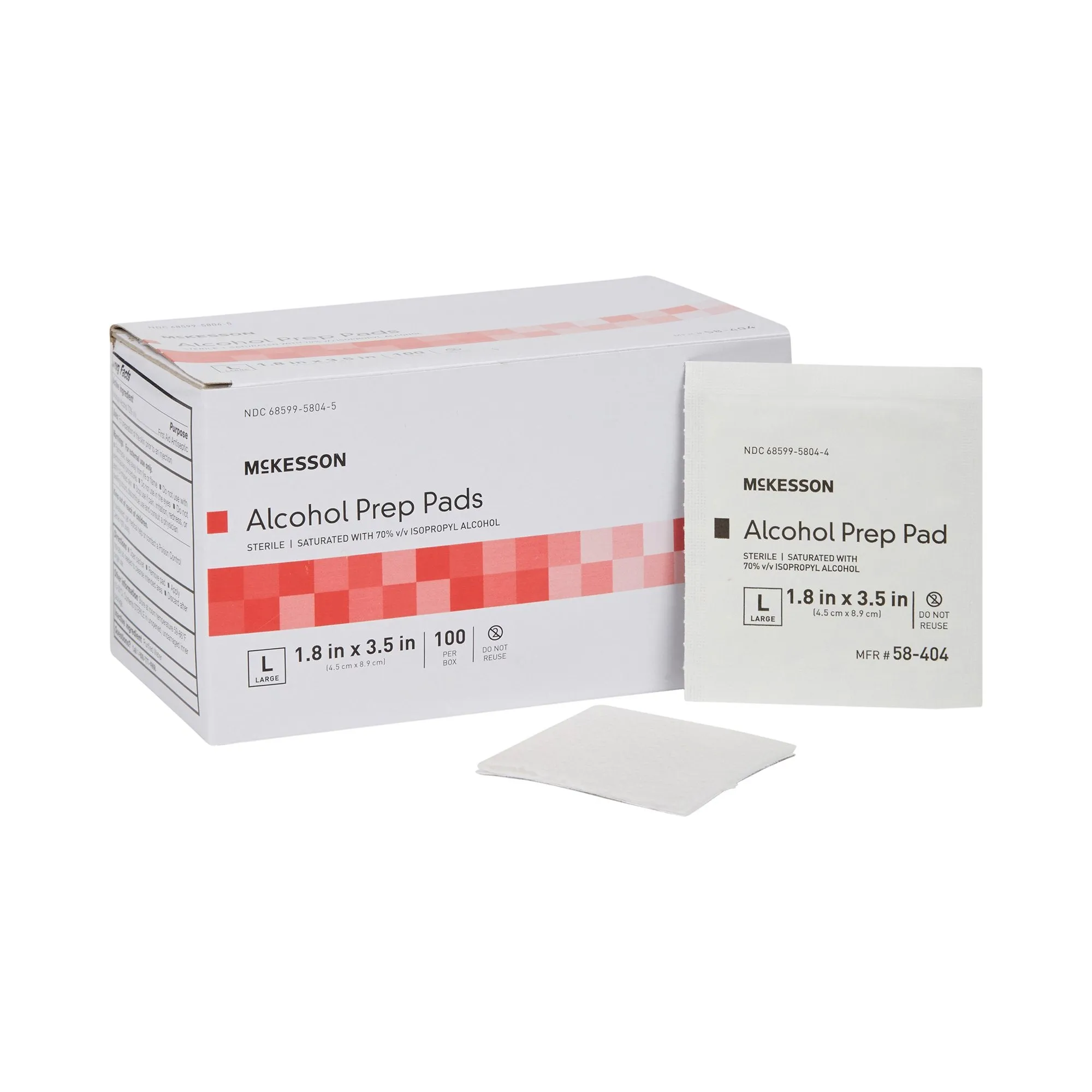 McKesson Alcohol Prep Pad Isopropyl Alcohol, 1-4/5 x 3-1/2 Inch