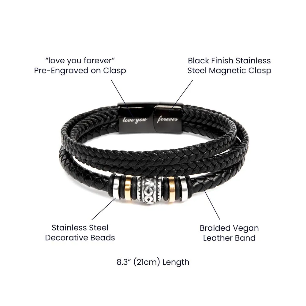 Men's "Love You Forever" Bracelet, Dad a sons first Hero