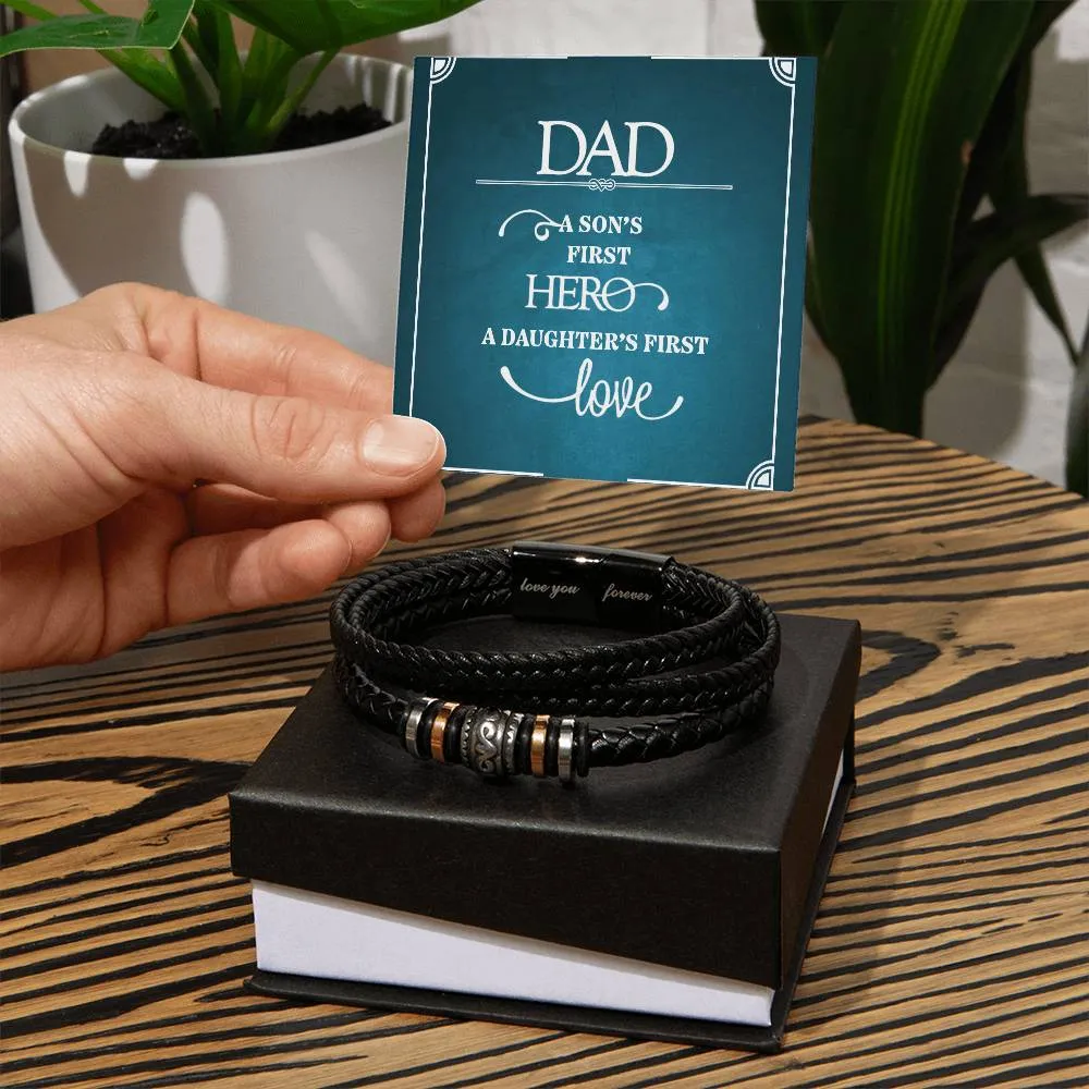 Men's "Love You Forever" Bracelet, Dad a sons first Hero