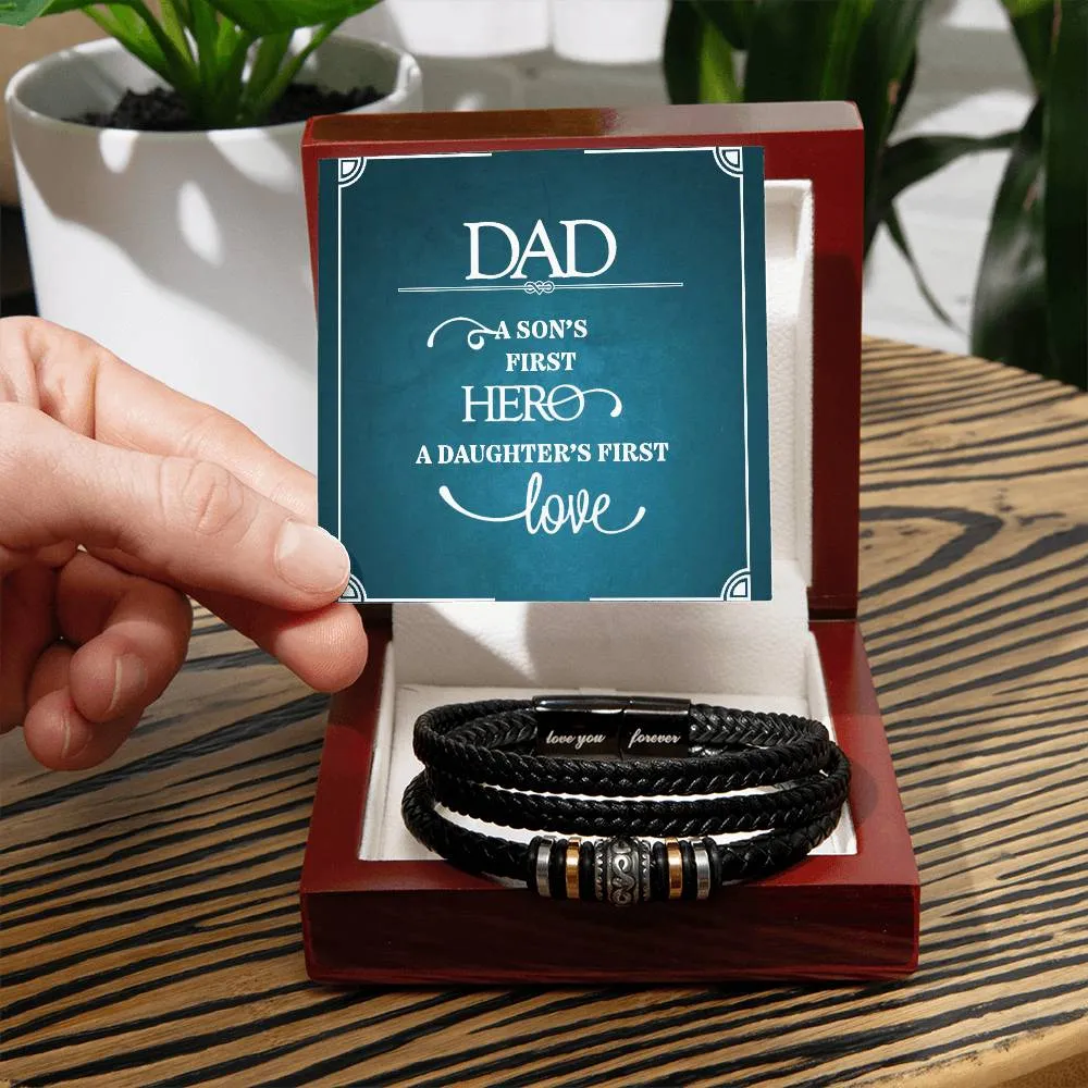 Men's "Love You Forever" Bracelet, Dad a sons first Hero