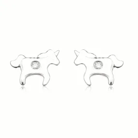 My First Diamond Kids Sterling Silver Horse Kids Stud Earrings