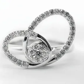 Oval 14K White Gold 0.55 Carat Diamond Spinner Ring