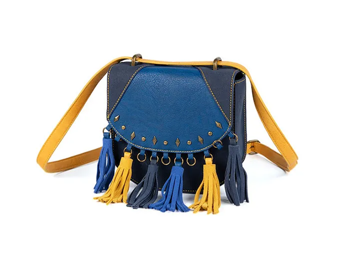 Small Womens Vegan Western Leather Fringe Purse Crossbody Hobo Bag