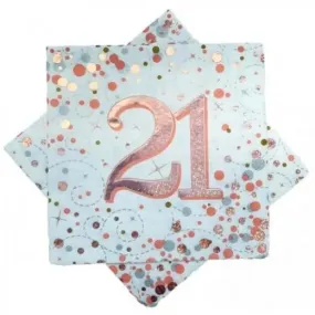 Sparkling Fizz Rose Gold 21st Napkins - Lunch 16 Pkt