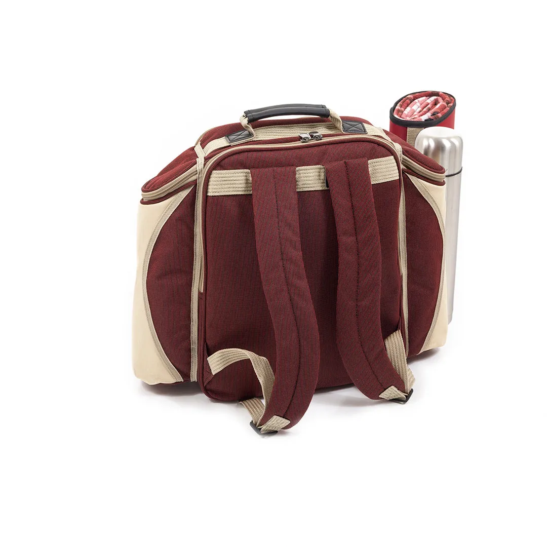 Super Deluxe Picnic Backpack Hamper for Two People with Matching Picnic Blanket
