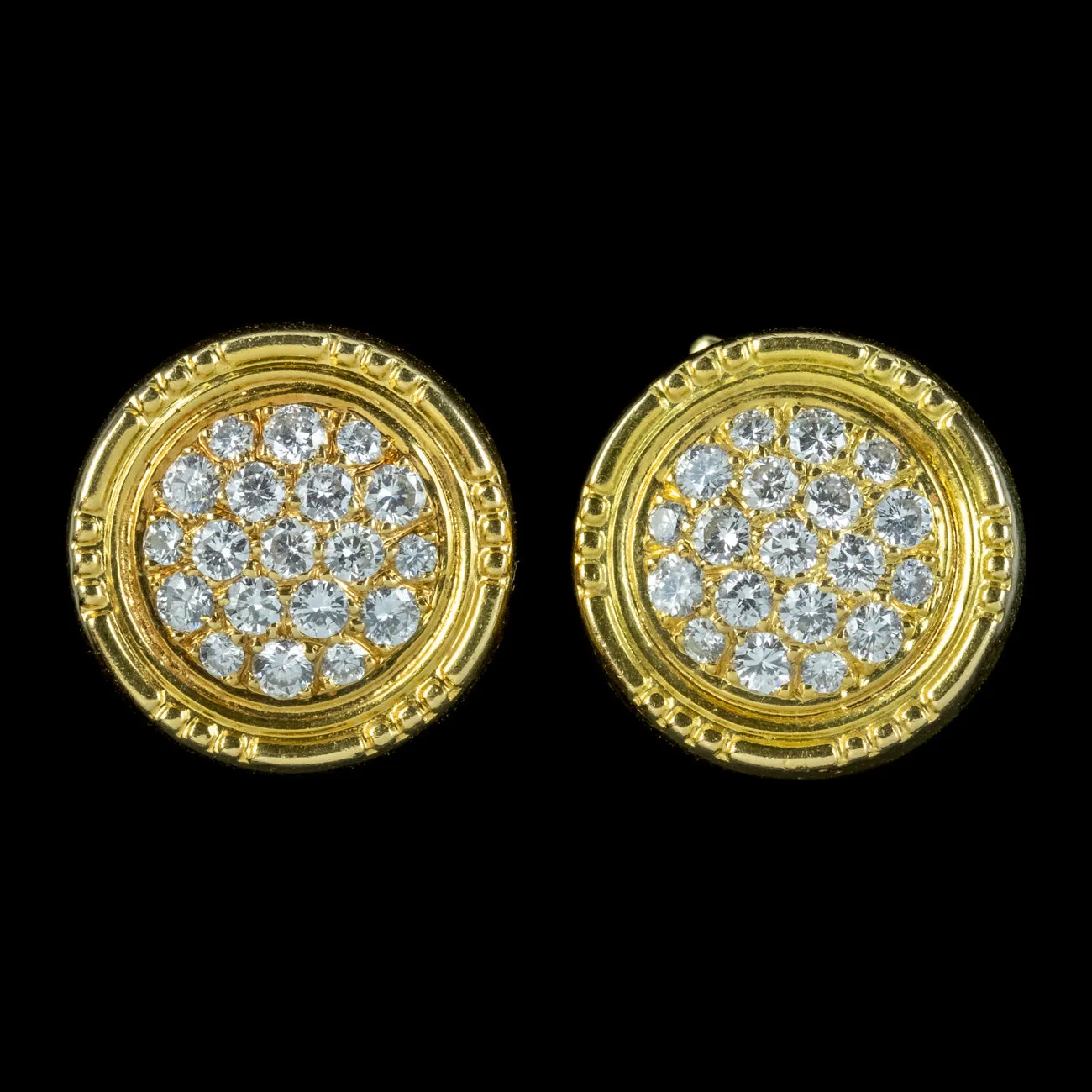 Vintage Diamond Garrard Earrings 18ct Gold 2.6ct Of Diamond Boxed