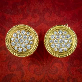 Vintage Diamond Garrard Earrings 18ct Gold 2.6ct Of Diamond Boxed