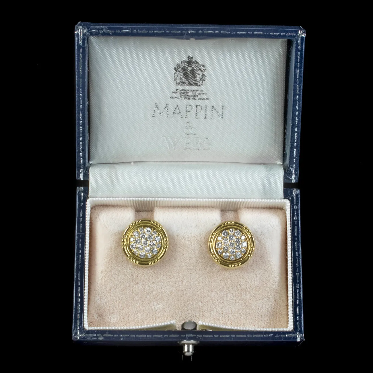 Vintage Diamond Garrard Earrings 18ct Gold 2.6ct Of Diamond Boxed