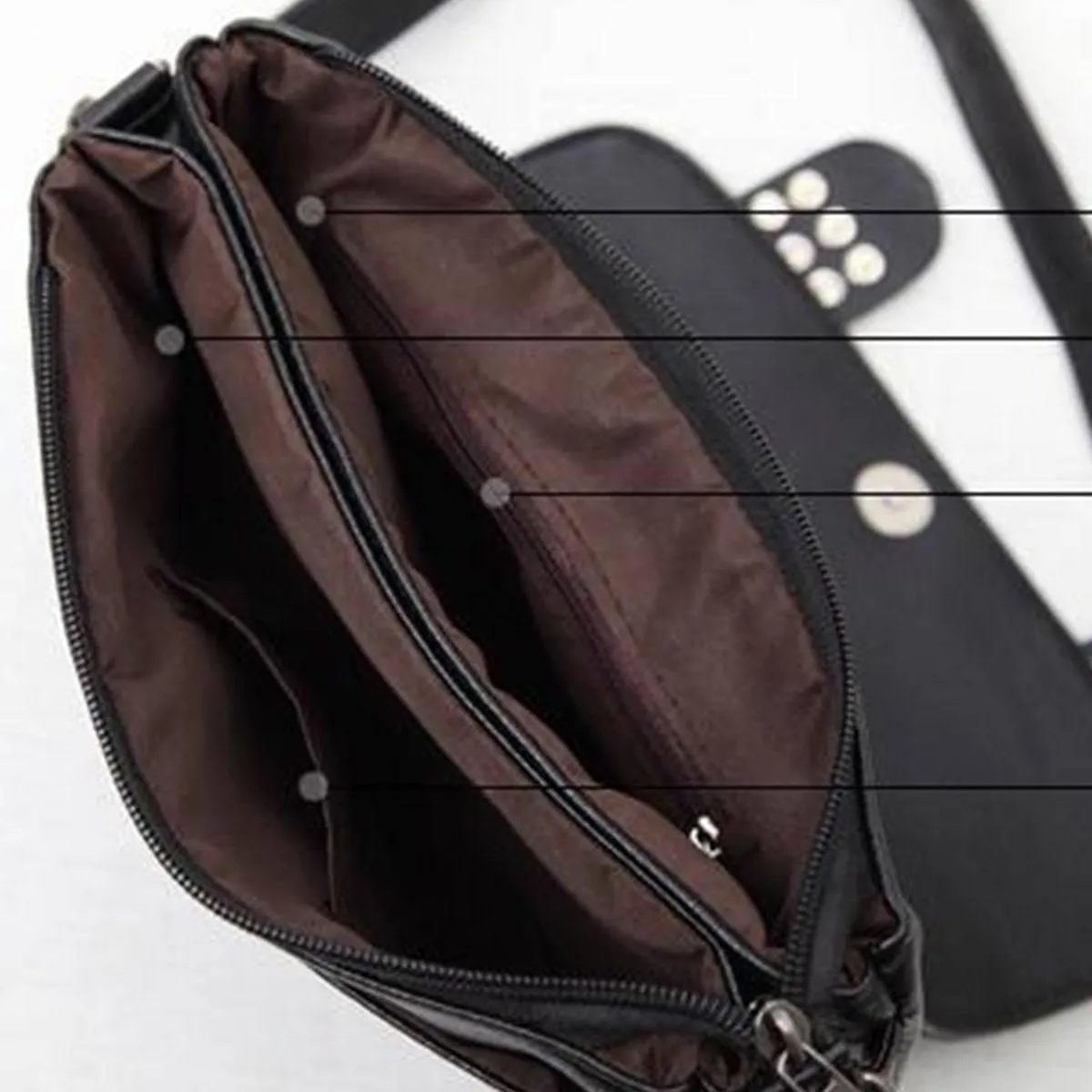 Vintage Skull Studded Rivet Shoulder Bag w/ Free Skull Wallet, Eco-Leather, Black